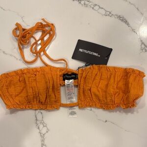 PrettyLittleThing Bright Orange Strapless Top